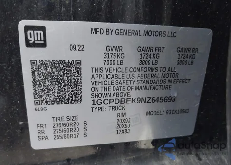 2022 Chevrolet Silverado 1500 4Wd Short Bed Custom from USA, damaged, VIN 1GCPDBEK9NZ645693